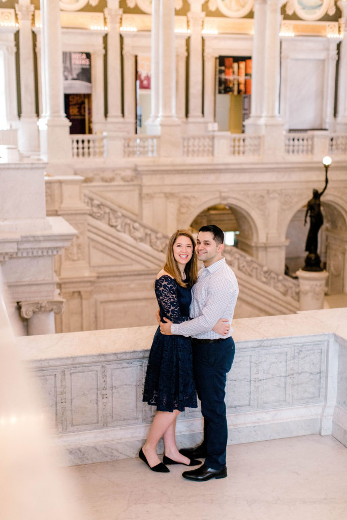 Indoor engagement session in DC at Library of Congress