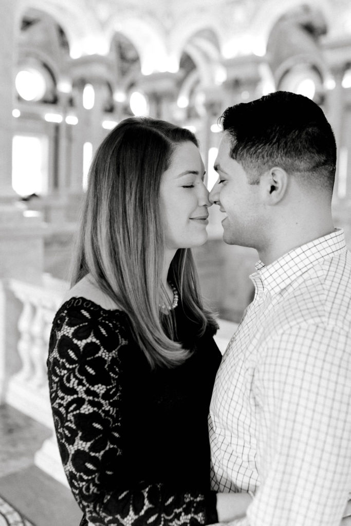 Indoor engagement session in DC at Library of Congress