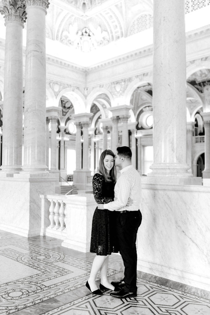 Black and White photo of couple at the Library of Congress