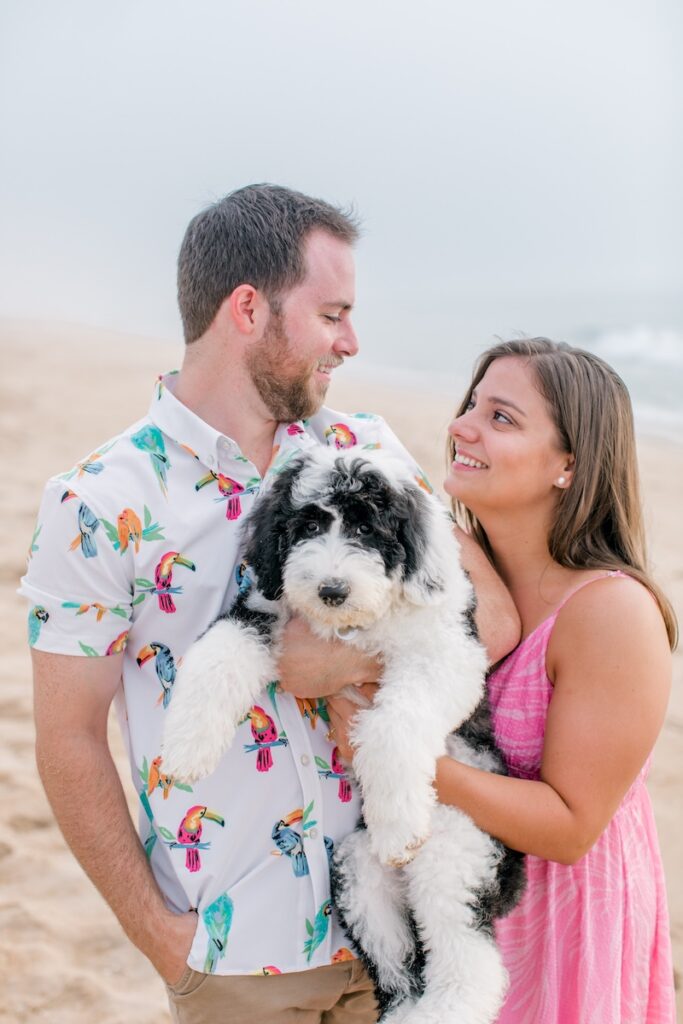 Fenwick Island anniversary portraits of couple on Delaware beach at golden hour