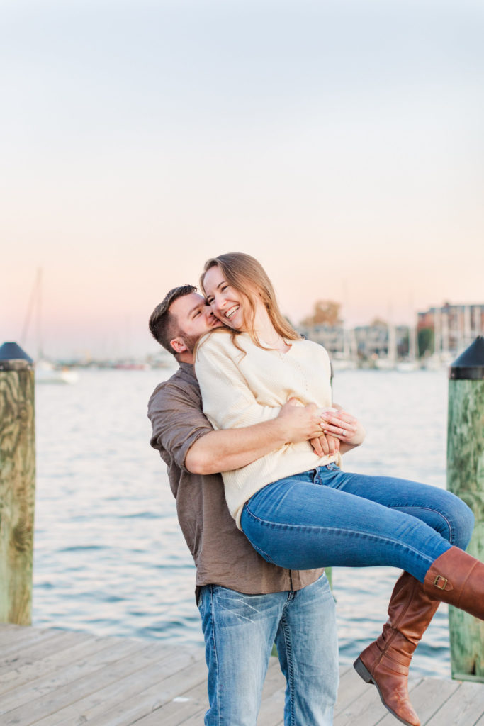Annapolis Waterfront Sunset Engagement Photography by DC Wedding Photographer Nikki Schell