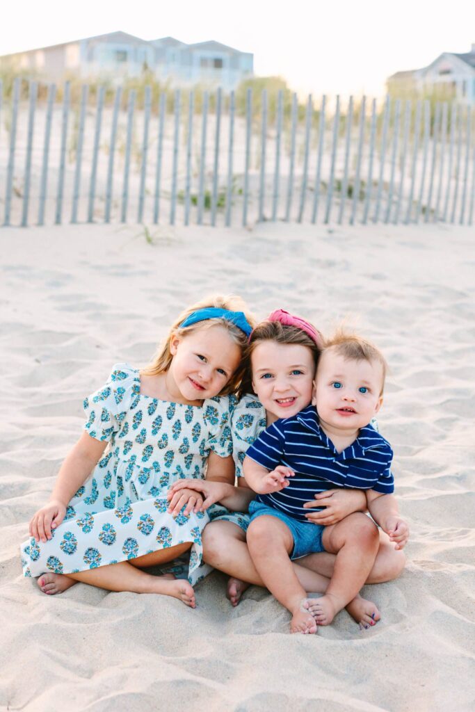 Vibrant family portrait at the beach.